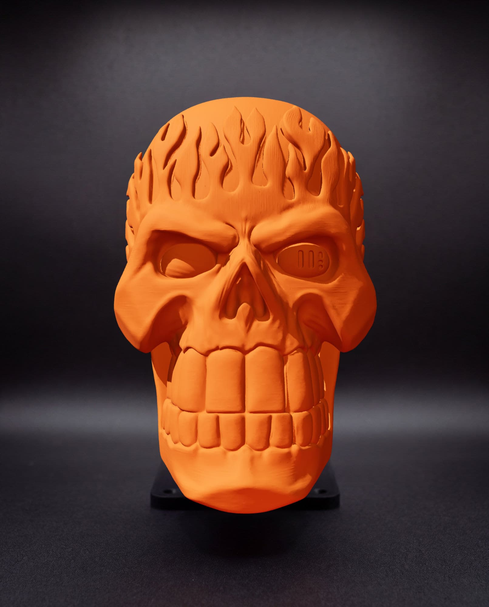 Flame Skull Helmet Mount in Blaze Orange